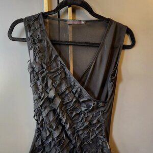 RK BOUTIQUE MESH DISTRESSED CROSS OVER TANK